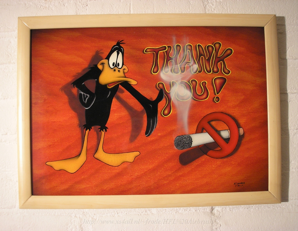 P1270211small.jpg - Daffy Duck - No Smoking (Cafetaria de Brabander, Amerongen)